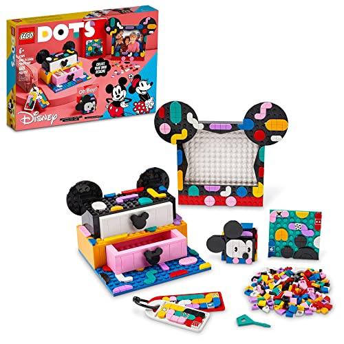레고 DOTS 디즈니 Mickey Mouse Minnie Back-to-School 프로젝트 Box 41964 빌딩 토이 세트 DIY Arts Craft Kit 669 Pieces