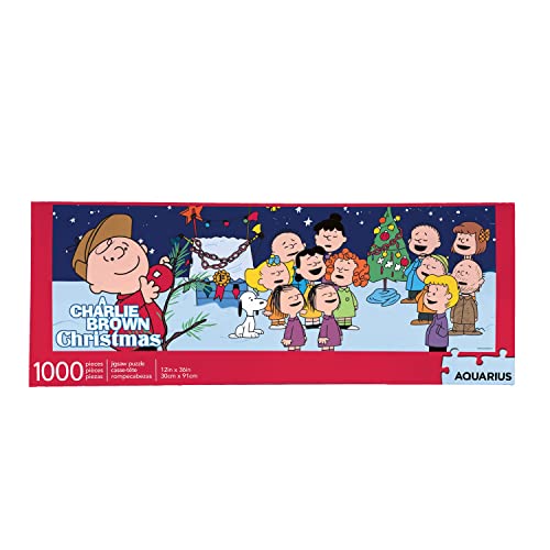 AQUARIUS Peanuts Charlie Brown 크리스마스 퍼즐 슬림 1000 피스 직소 - Officially Licensed Glare Free Precision Fit 12 x 36 Inches