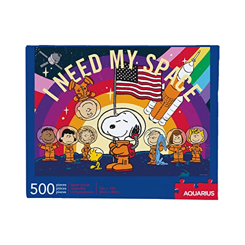 AQUARIUS Peanuts 스누피 Space 퍼즐 500 피스 직소 - Officially Licensed Merchandise Collectibles Glare Free Precision Fit 14 x 19 Inches