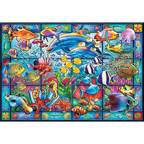 Buffalo Games - Stained Glass Aquarium 2000 피스 직소 퍼즐 White
