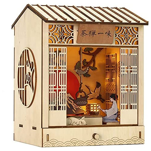 Fsolis Nile천부터의 선물 돌하우스 3D Wooden Puzzle Booknook DIYbookend 수작업 Booknook 목제 서가 미니어쳐 북 마크 모델 씬 모델Bookshelf Insert Decor Alley 키트(MK01)