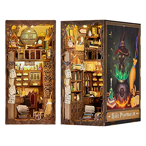 CuteBee Booknook 미니어쳐 돌하우스 키트 북 스탠드 서가의 장식품 돌하우스 DIY크래프트 수작업 목제 기프트 돌하우스 초심자 (마법약사)