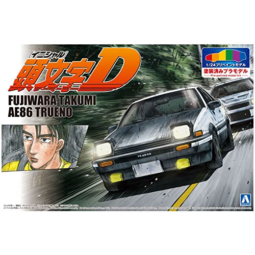청도 Aoshima 문화 교재사 프리 페인트 모델 시리즈 이니셜 D 후지하라척해 AE86 트레이닝 노 프로젝트D사양 1/24스케일 도장필 프라모델 I-01 (옵션택)