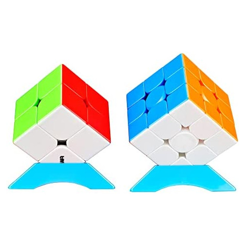 매직 큐브 FAVNIC 2x2 3x3 세트 2개 Magic Cube 마분 쪽,편 경기 전용 회전 스무스 입체 퍼즐 세계 기준 배색 경기판 (옵션택1)