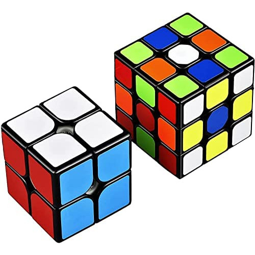 매직 큐브 QiYi 2개세트 2x2 3x3 2022 Magic Cube 마분 쪽,편 경기 용입체 퍼즐 POP 방지 블랙 2개 (옵션택1)