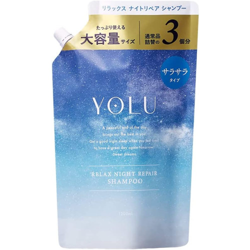 YOLU 샴푸 대용량 리필 릴랙스 나이트 리페어 1200ml 헤어 케어 논실리콘 남녀공용
