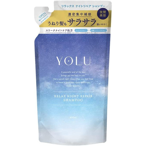 YOLU 샴푸 리필 릴랙스 나이트 리페어 400ml 헤어 케어 논실리콘 남녀공용