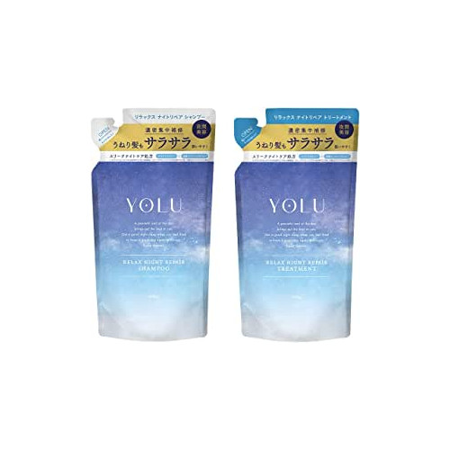YOLU 요루 | 샴푸 트리트먼트 세트 리필【릴랙스 나이트 리페어】야간 미용 헤어 케어 컨디셔너 남성 여성