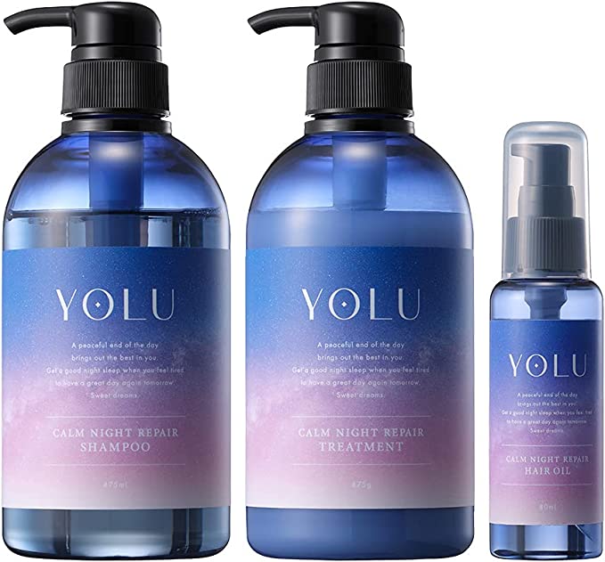 YOLU 요루 | 샴푸 트리트먼트 헤어오일 3종 세트【컴나이트 리페어】헤어케어 컨디셔너 헤어 트리트먼트