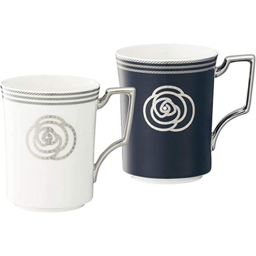 Noritake 노리다케 머그컵 (색상 변화 페어 세트) 295cc 에이단 2개 흰색·흑 본차이나 P93655/4867-12