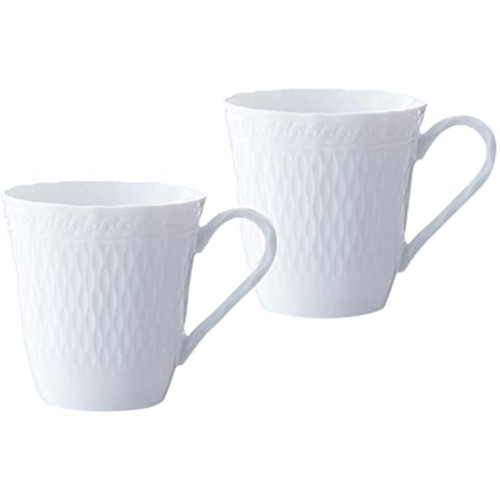 Noritake 노리다케 머그컵 (페어 세트) 300cc 셰일 블랑 전자 레인지 대응 식기세척기 대응 2개 파인 포셀렌 (프리미엄 화이트) P94855/1655