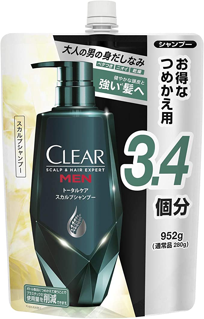 【Amazon.co.jp 한정】【대용량】CLEAR (클리어) 포멘토탈 케어 스칼프 샴푸 리필용 그린 952그램 (x1)