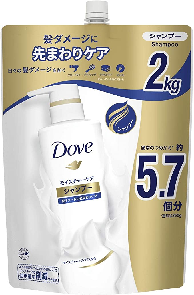 【Amazon.co.jp 한정】Dove (도브) [대용량] 모이스처 케어 샴푸 화이트 리필용 초특대 2000g