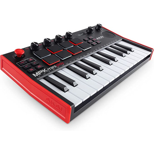AKAI 프로페셔널 MPK 미니 플레이 MK3 - 내장 스피커 및 사운드 플러스 다이내믹 키베드 MPC 패드 소프트웨어 스위트가 포함된 MIDI 키보드 컨트롤러