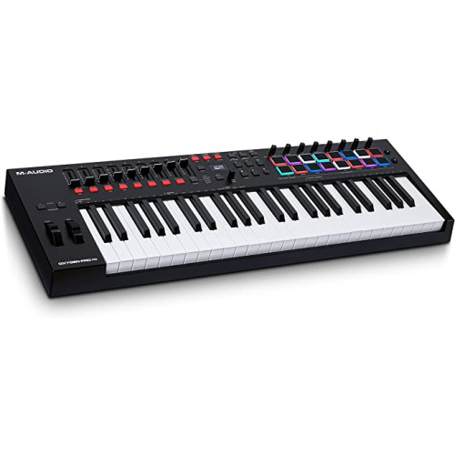 M-Audio Oxygen Pro 49 – 비트 패드가 포함된 키 USB MIDI 키보드 컨트롤러 할당 가능 노브 버튼 및 페더 소프트웨어 제품군 포함