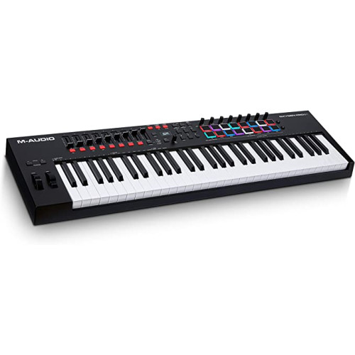 M-Audio Oxygen Pro 61 – 비트 패드, MIDI 할당 가능한 노브, 버튼 및 페더 및 소프트웨어 제품군이 포함된 키 USB MIDI 키보드 컨트롤러