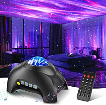 33개의 조명 효과가 있는 Northern Galaxy Light Aurora Projector 침실 성운 램프용 야간 LED 스타 프로젝터 리모컨 흰색 소음 파티용 블루투스 스피커