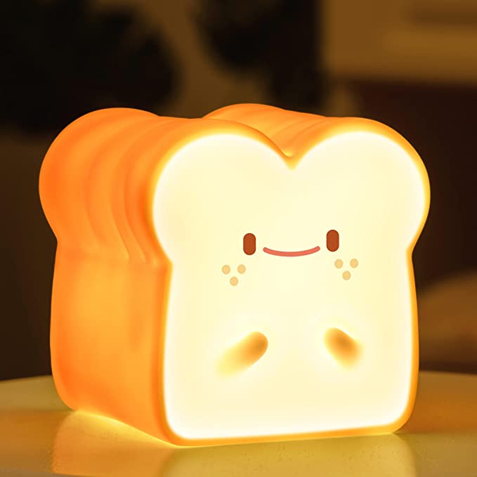 침실용 미바니 키즈 야간 조명, 토스트 빵 램프, USB 충전식, 터치 센서, 1시간 타이머, LED 실리콘 야간 조명, 유아용 야간 조명, 귀여운 십대 소녀 선물, 카와이 방 장식