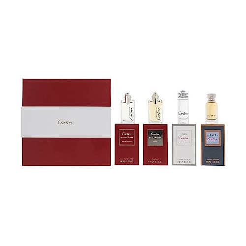 남성을 위한 CARTIER 향수 선물 세트(선언 에드 0.13온스, 선언 파르품 0.13온스, 로엔볼 오 드 파르품 0.13온스, 오 드 뚜왈렛 0.13온스)