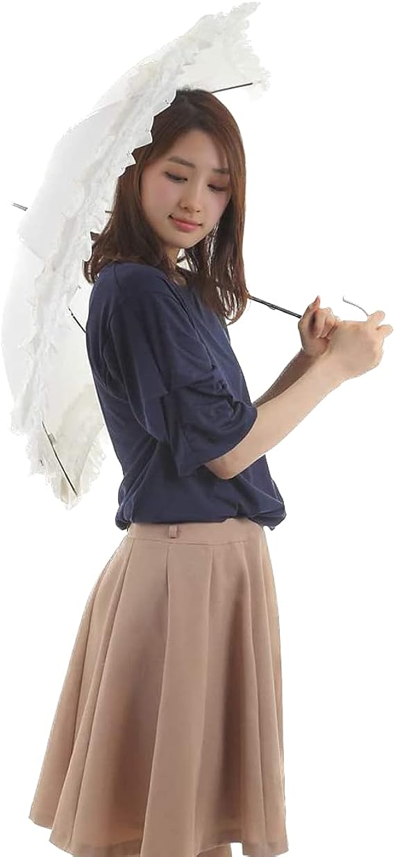 맑은우산 겸용 양산 자외선 차단 차폐율 90% 밑단 레이스 프릴 50cm 수동 우산
