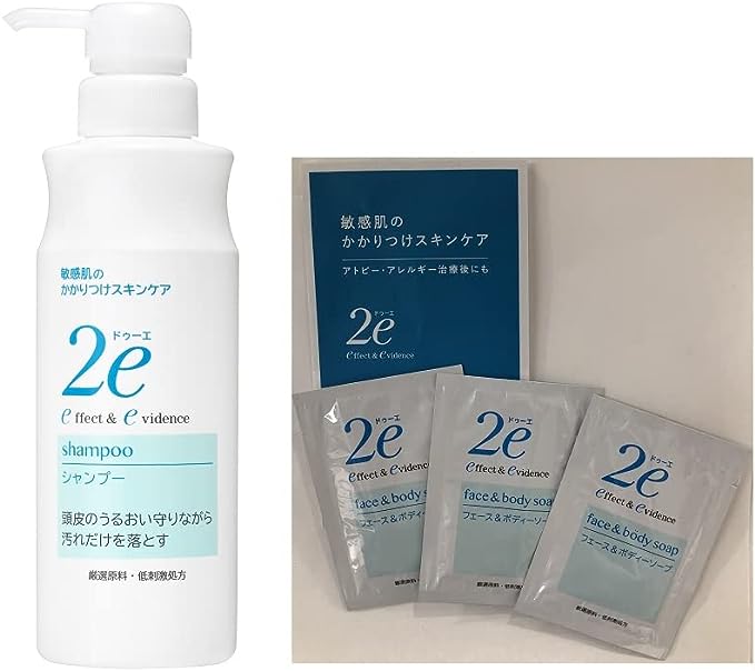 2e(두에) 샴푸 민감성피부용 저자극 처방 논실리콘 타입 350ml+페이스&바디워시 샘플 3회분 포함