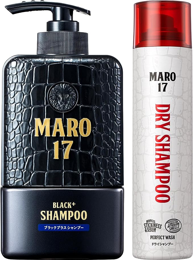 【세트 구매】MARO17 블랙 플러스 샴푸 350ml 본체 & 드라이 샴푸 시트러스우드 95g