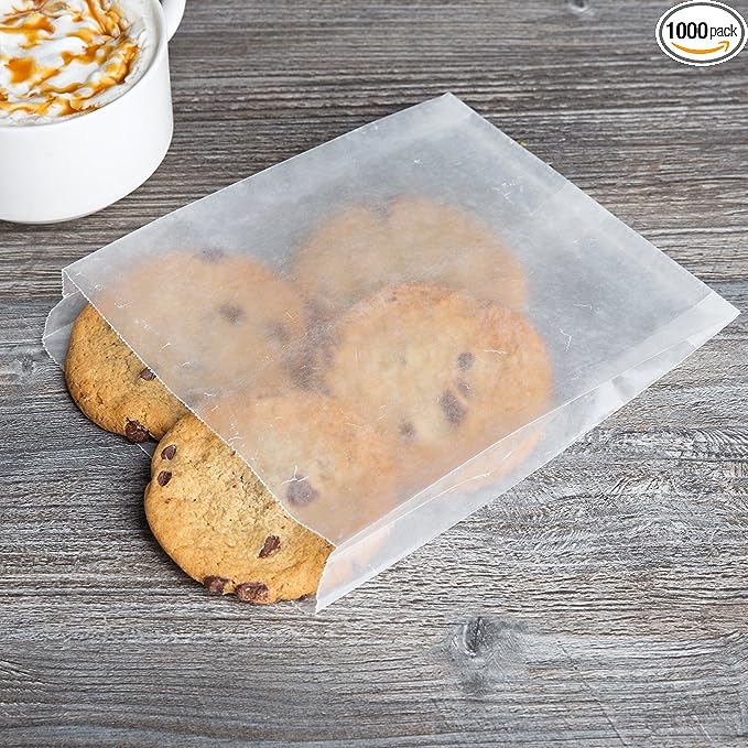 Flat Glassine Wax Paper Sandwich Bags 6 x 7 x 3/4. Waxed Paper Bags (1000)