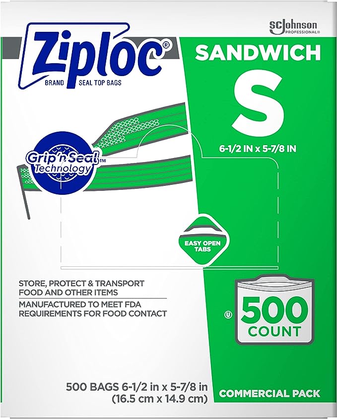 Ziploc Sandwich Bags, Easy Open Tabs, 500 Count