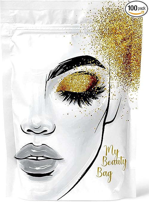 Resealable Standup Bags 4x6 inches 100 Pk – Airtight, Waterproof, Zip Lock Seal and/or Heat Seal - Opaque Foil Pouch - Food Grade Bags For Long Shelf-Life and Multipurpose Storage. Packing Solutions For Businesses and Private Use (Medium, Cosmetics)