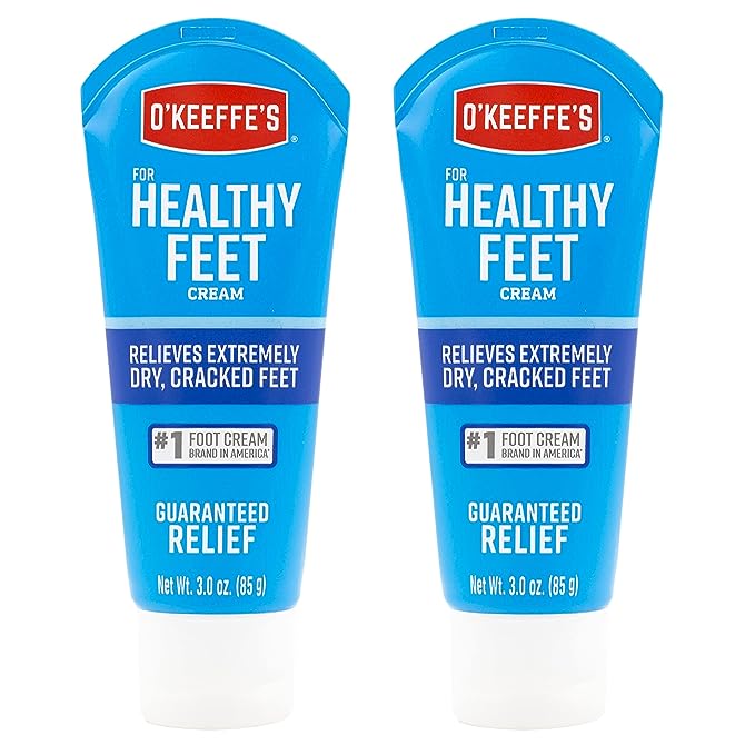 OKeeffes for Healthy Feet Foot Cream, Guaranteed Relief Extremely Dry, Cracked Feet, Clinically Proven to Instantly Boost Moisture Levels, 3.0 Ounce Tube, (Pack of 2)
