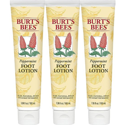 Burt's Bees Peppermint Oil Foot Lotion, 3.38 Oz - Pack of 3 (Package May Vary)