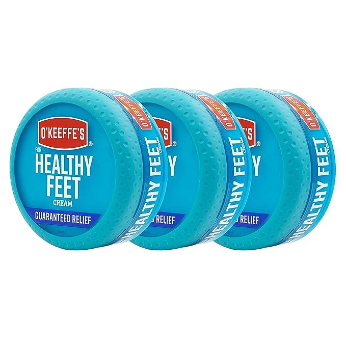 OKeeffes for Healthy Feet Foot Cream, Guaranteed Relief Extremely Dry, Cracked Feet, Instantly Boosts Moisture Levels, 3.2 Ounce Jar, (Pack of 3)