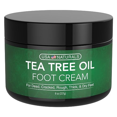 Tea Tree Oil Foot Cream - Instantly Hydrates and Moisturizes Cracked or Callused Feet Rapid Relief Heel Natural Treatment Helps & Soothes Irritated Skin Athletes