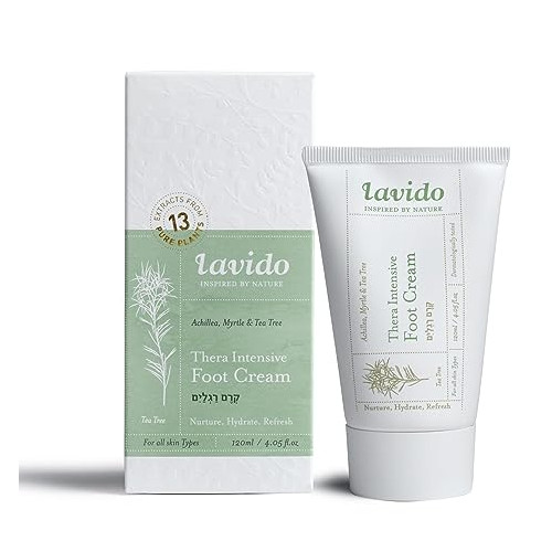 Lavido - Natural Thera Intensive Foot Cream Treat, Deodorize + Condition Dry, Cracked Skin (4 oz 120 ml)