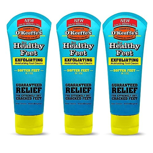 OKeeffes Healthy Feet, Exfoliating Foot Cream, 3 oz. Tube - Pack