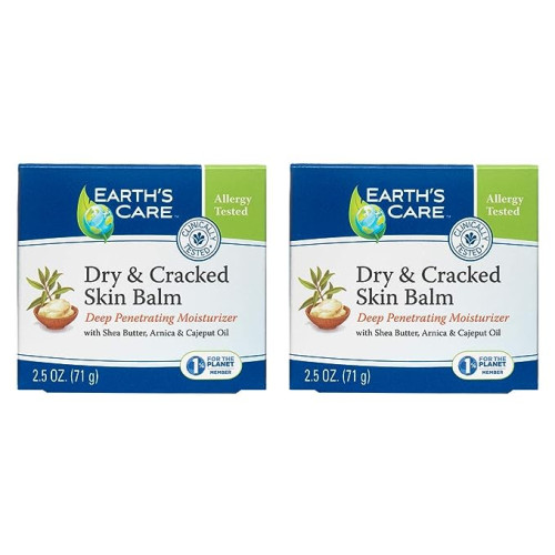Earths Care Dry and Cracked Skin Balm Moisturizer for - Hands Repair Cream Foot Heels 2.5 OZ (2 Jars)