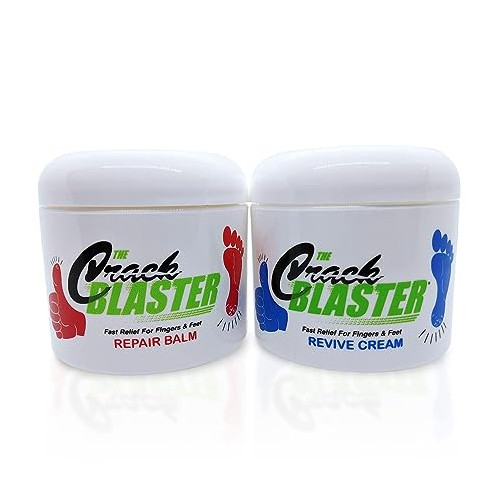 Crack Blaster Repair - Cracked Skin, Heel, Finger Healing Balm and Crack Blaster Revive Dry Skin and Body Cream