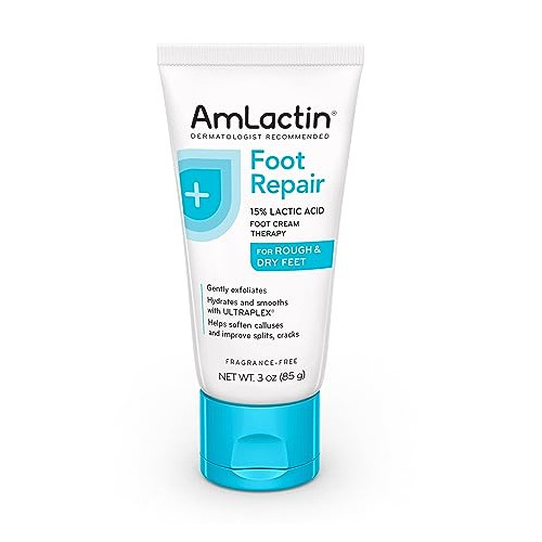 AmLactin Foot Repair Cream Therapy, for Dry Cracked Heels - 3 Oz Tube ( Pack of 8)