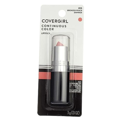 CoverGirl Continuous Color Lipstick, Bronzed Peach 015, 0.13 (Pack of 6)