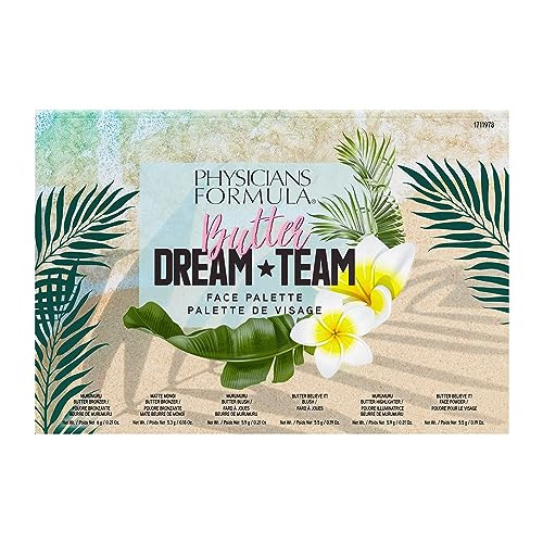 Physicians Formula Butter Dream Team Palette Makeup Gift Set, Bronzer, Blush, Face Powder, Dermatologist Approved