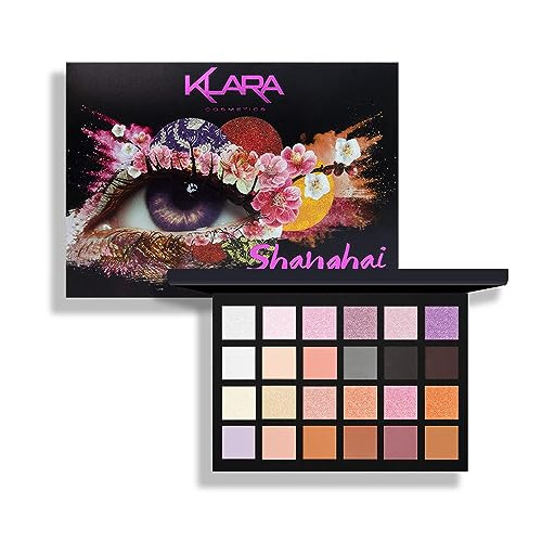 Klara Cosmetics 24 Eyeshadow Palette - Festive Vibrant Shimmer Matte Warm Neutral Sparkling Eye shadow Palette (Shanghai)