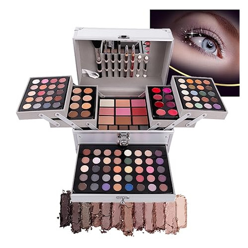 PhantomSky 132 Colors All-in-one Makeup Palette Cosmetic Contouring Kit Gift Box Combination with Eyeshadow, Cream Concealer, Eyebrow Powder, Lip Gloss, Blush and Face Pressed Powder