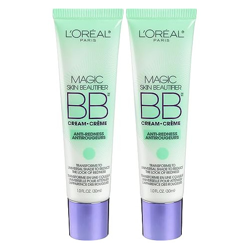 LOréal Paris Makeup Magic Skin Beautifier Anti-Redness BB Cream Tinted Moisturizer 1oz Pack 2