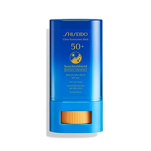 Shiseido Clear Sunscreen 스틱 SPF 50+ - Invisible Broad-Spectrum Face Wear Under Over Makeup Lightweight Formula All Skin Types