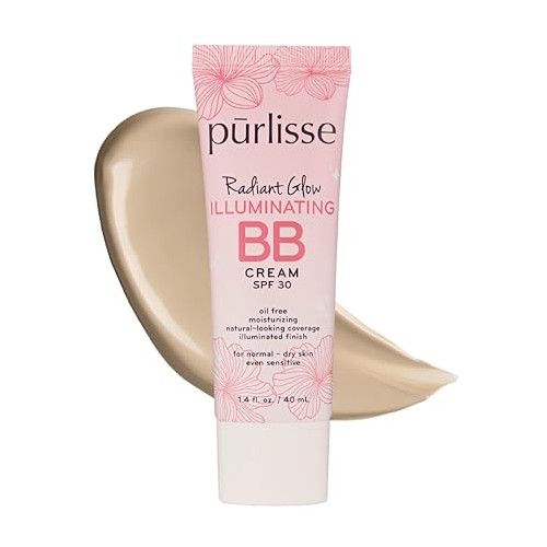 Purlisse Radiant Glow Illuminating BB Cream Spf30 Fair Hydrating Moisturizing Natural Organic Cruelty-free Sulphate Paraben Free All Skin Even Sensitive 1.4 Fl Oz Light