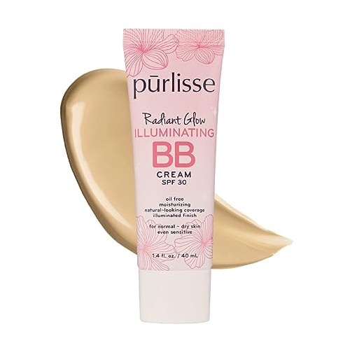 Purlisse Radiant Glow Illuminating BB Cream Spf30 Fair Hydrating Moisturizing Natural Organic Cruelty-free Sulphate Paraben Free All Skin Even Sensitive 1.4 Fl Oz Light Medium