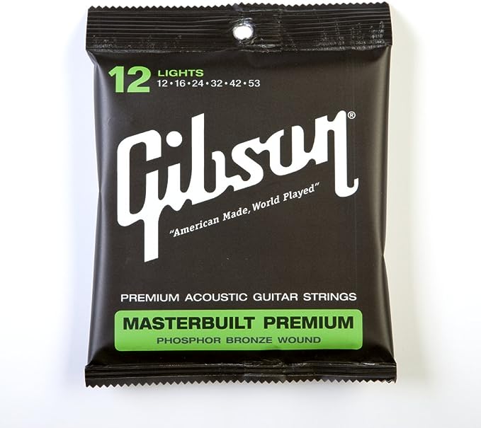 Gibson Masterbuilt Premium Phosphor Bronze Acoustic Guitar Strings, Light 12-53