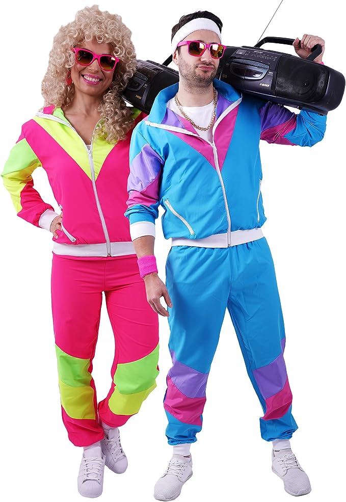 80s / 90s Shell Suit Party Dress Costume/Retro Tracksuit Hip Hop Costumes for Men/Windbreaker and Pants