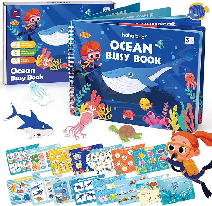 Busy Book for Toddlers, Montessori Toys 3 Year Old Preschool Learning Activities Kindergarten Autism Sensory Toys, Educational Ages 3+ Quiet Travel 3-5 Birthday Gift