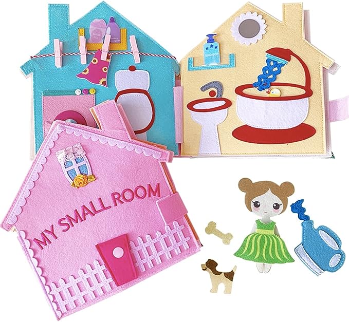MOVEBO- Quiet Book for Kids - Interactive Felt Busy Montessori Books Toddlers Carry on Travel Activity Soft Fabric Children